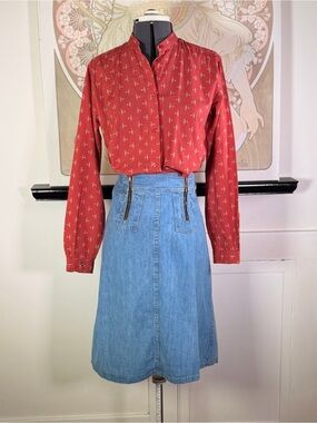 Women’s Vintage Mallard duck all over print button down long sleeve blouse